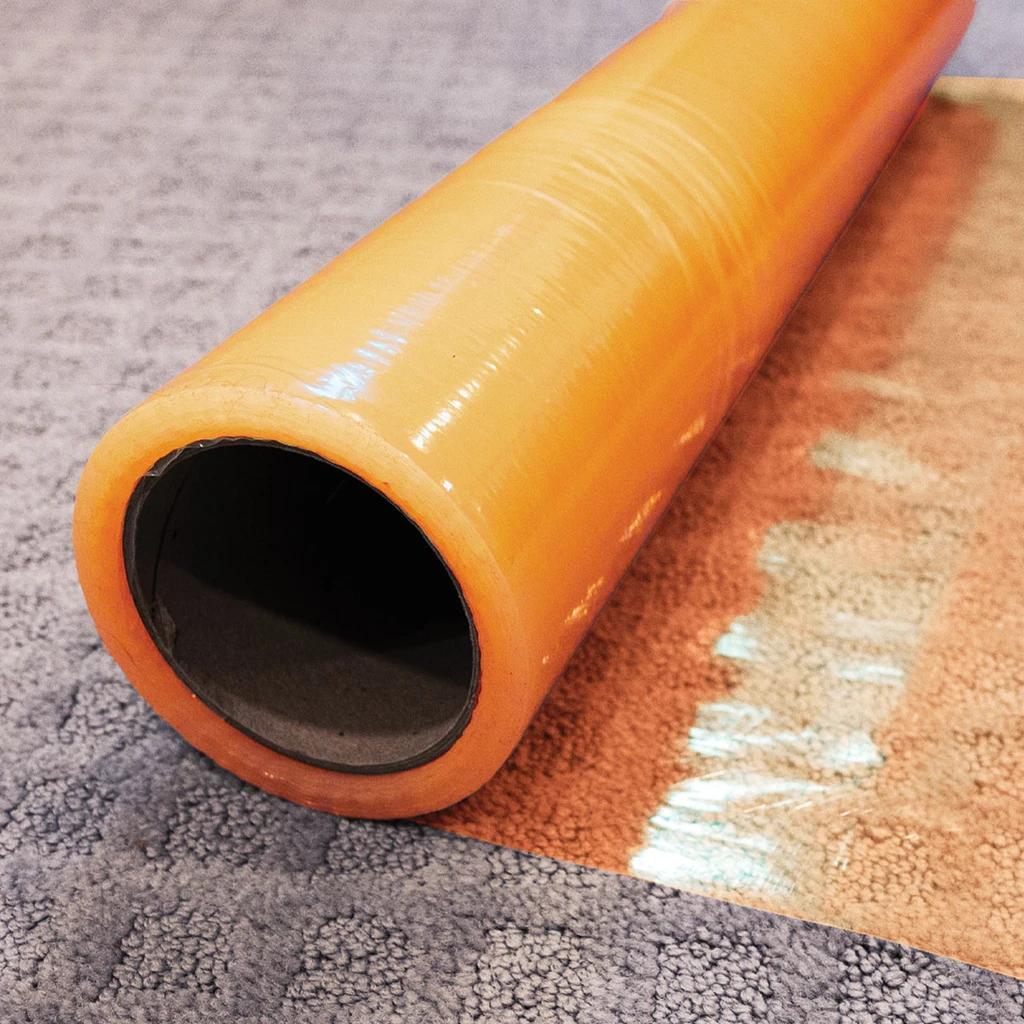 24" - Carpet Protection Self-Adhesive Film, 2.5 Mil.,  200' Roll - Warrior Protective - Orange