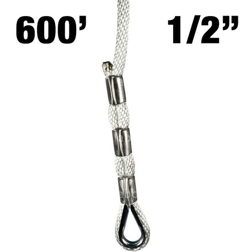 Sky Genie Braided Nylon Rope with Thimbled eye at each end - 1/2 - 600