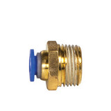 Brass and blue push to fit 5/16" Tube x 3/8" Male NPTF