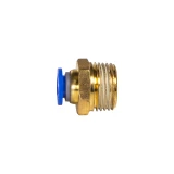 Brass and blue push to fit 5/16" Tube x 3/8" Male NPTF