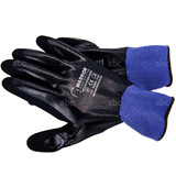 Waterproof Nitrile coated work gloves. 15G Blue Polyester Shell, 10 pair - group