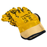 Gloves - With Cuff Yellow PVC Drain Glove with Chips - 5 pair - One Size fits most - [[sku]