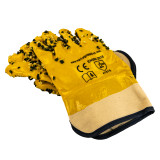 With Cuff Yellow PVC Drain Glove with Chips - 5 pair - One Size fits most