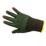 Green A4 Cut Resistant Nitrile coated work gloves. 5 Finger Touch screen. Smooth 21 Gauge Nylon Shell - Medium - 10 pair