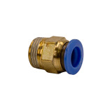 Brass and blue push to fit 10mm Tube x 3/8" Male NPTF