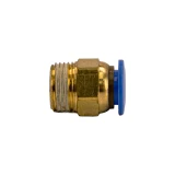 Brass and blue push to fit 10mm Tube x 3/8" Male NPTF