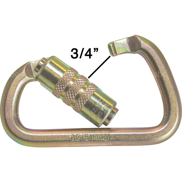 ISC Offset D Steel Carabiner - 3-Stage Locking - Gold