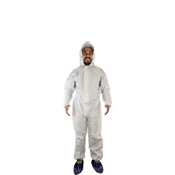White Particle Blocking Coverall w/ Hood