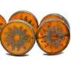 22mm Sun Coin Pumpkin with Picasso Finish  - Sold Per Bead