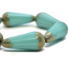 20x9mm Faceted Dangle Teal Blue with Bronze Finish - SOLD PER BEAD