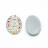 25x18x2.5mm White AB Resin Oval Cabochon (6pk)