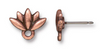 Lotus Earring Post Antique Copper Pewter (1 Pair)