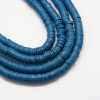 3x1mm Steel Blue Polymer Clay Flat Round Spacer Strand (Approx 380-400 beads)