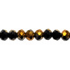 4x3mm Jet Half Copper Faceted Roundel (115-118 Beads) #26HC