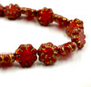 9mm Cactus Flower Ruby Red with a Bronze and Gold Finish (25 Beads)