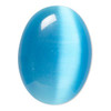 Cabochon, cat's eye glass (fiber optic glass), turquoise blue, 40x30mm calibrated oval, quality grade