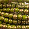 4mm Avocado with gold finish druk beads