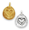 18x16mm Organic Heart Disk with Bail Charm