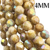 4mm Honey AB Fire Polish Beads