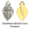 25x19mm Shield Cross Pendant (1 Piece)