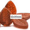 12x16mm Leaf Orange and Burnt Orange with Etched and Copper Finishes (15 Beads)