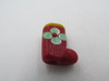 18x13mm Red Glass Stocking w/ Green Flower