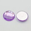 Imitation Taiwan Acrylic Rhinestone Cabochons, Faceted, Half Round/Dome, Dark Violet, 18x5mm (6pk)