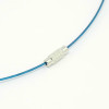 Steel Wire Necklace Cord, Nice for DIY Jewelry Making, with Brass Screw Clasp, Turquoise blue, 17.5"; 1mm; clasp: 12x4mm