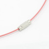 Steel Wire Necklace Cord, Nice for DIY Jewelry Making, with Brass Screw Clasp, Salmon Pink, 17.5"; 1mm; clasp: 12x4mm