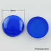 Painted Glass Cabochons, Half Round/Dome, Blue, 18mm, 5mm(Range: 4.5~5.5mm) thick (6pk)