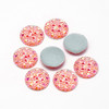 Resin Cabochons, Buttom Silver Plated, Half Round/Dome, Pink, 18x3.5mm (6pk)