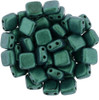6mm 2-Hole Satin Metallic Turquoise Tile Beads - 50pk