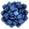 6mm 2-Hole Metallic Suede Blue Tile Beads - 50pk