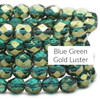 6mm Blue Green Gold Luster Fire Polish Beads - 25 Beads 6mm Blue Green Gold Luster Fire Polish Beads - 25 Beads