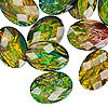 Cabochon, resin, opalescent black and multicolored, 18x13mm non-calibrated faceted oval