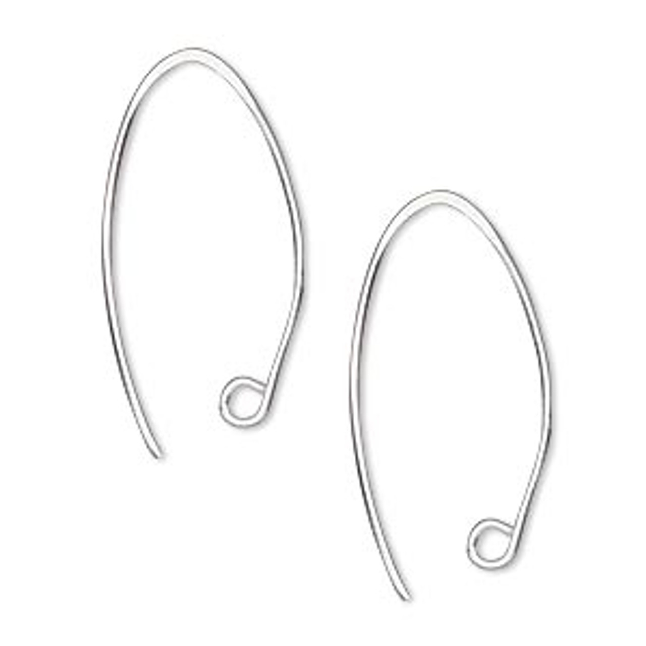 Ear wire, Hill Tribes, silver-plated brass, 27mm marquise with open loop, 20 gauge (1 Pair)