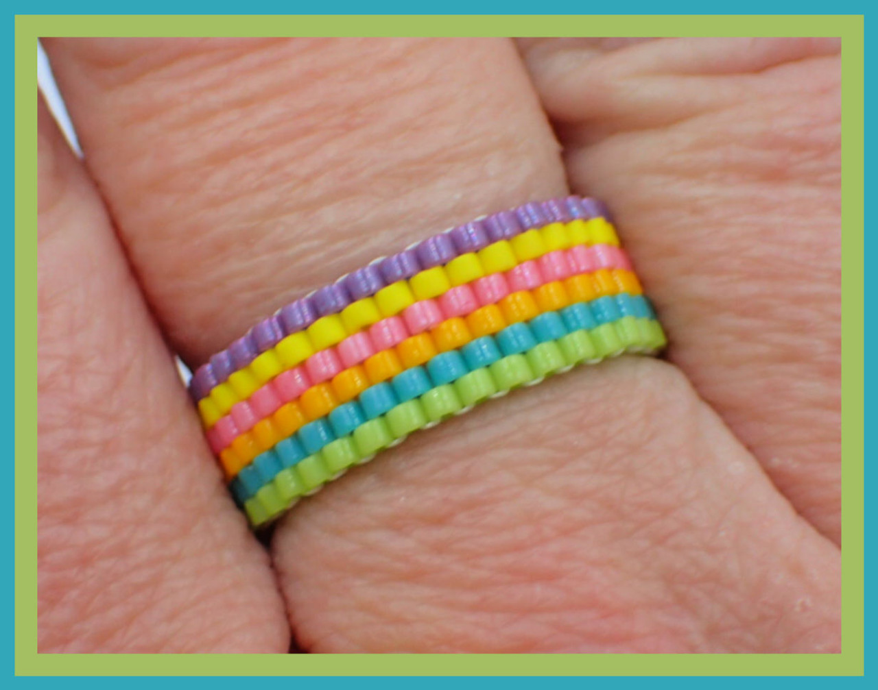 Lucky Rainbow Even Count Peyote Ring INSTANT DOWNLOAD PATTERN