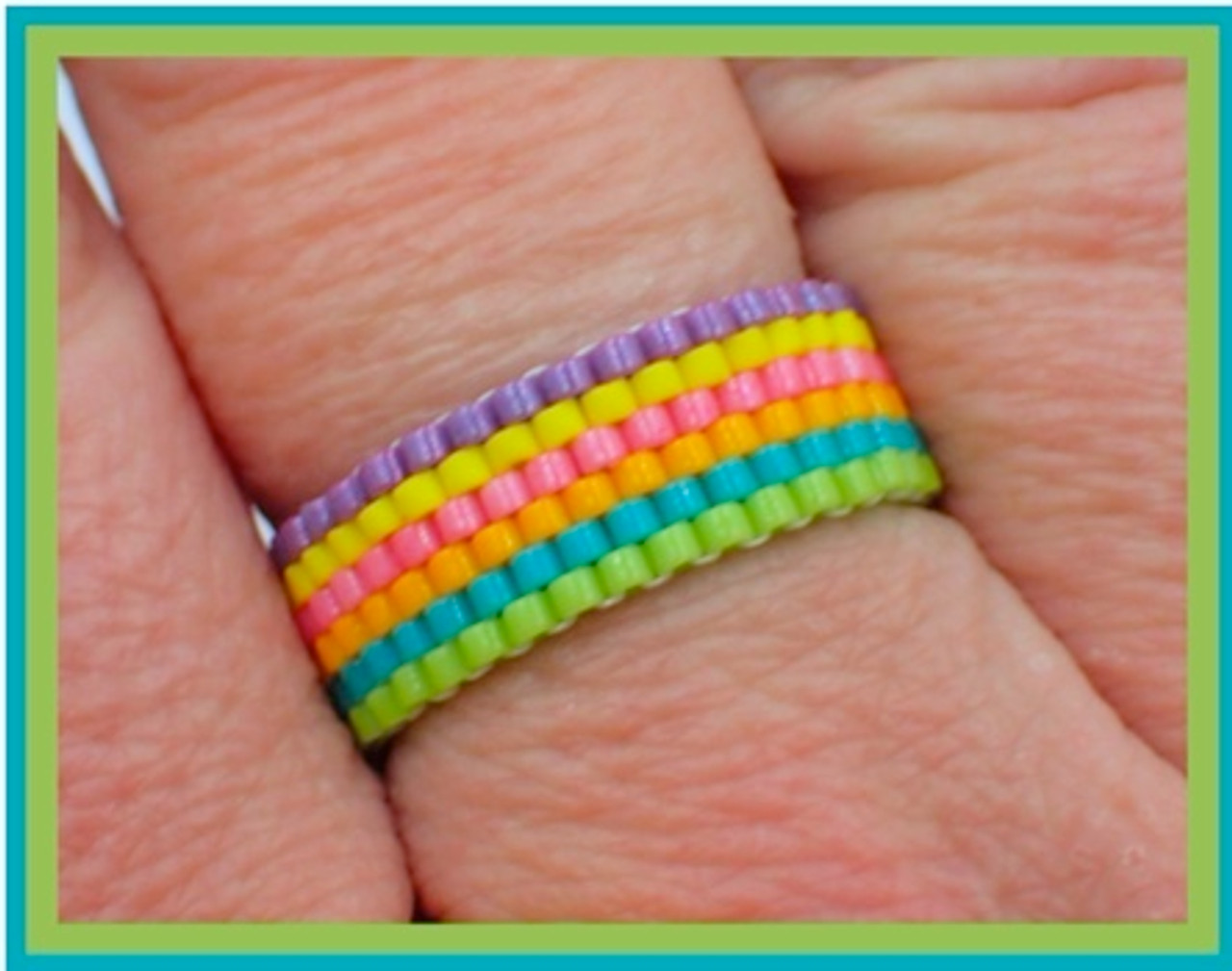 Lucky Rainbow Even Count Peyote Ring PRINTED PATTERN - Mailed to your home