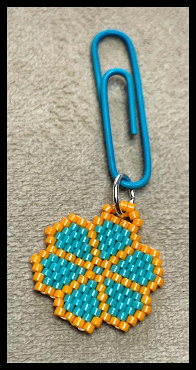 Brick Stitch Flower Charm PRINTED Pattern - Mailed to your home