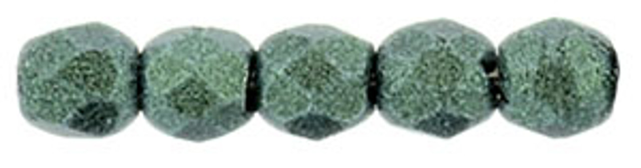 2mm Metallic Suede Light Green Fire Polish Beads - 50pk