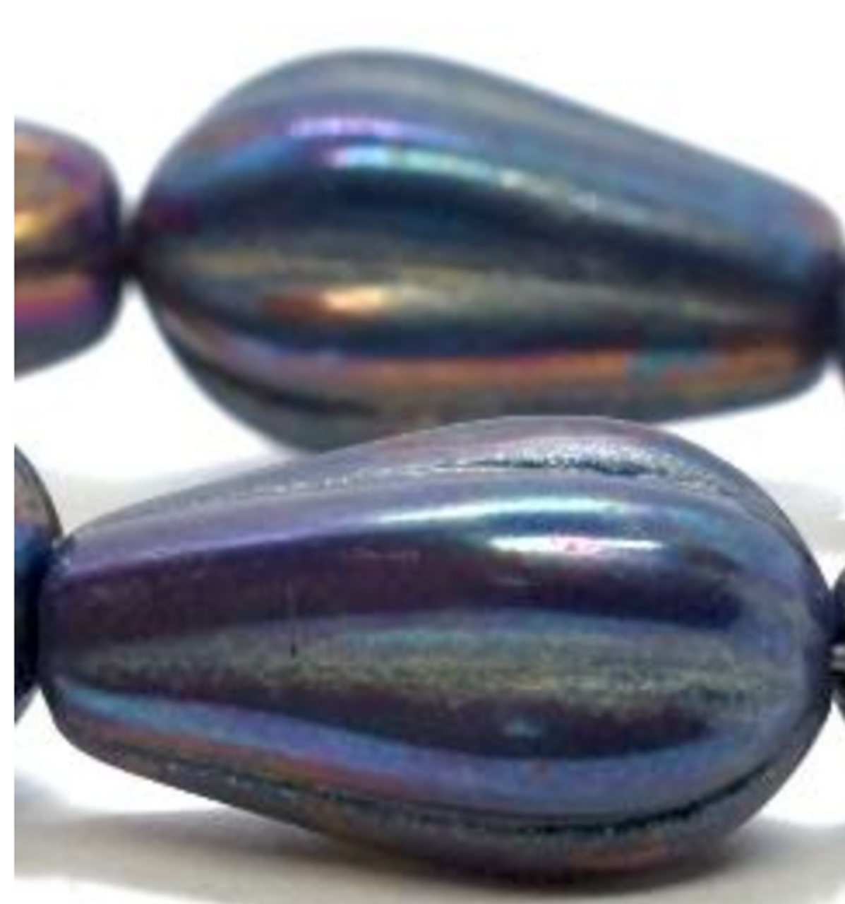 8x15mm Indigo with Bronze & Purple Melon Drop (2 Pack)