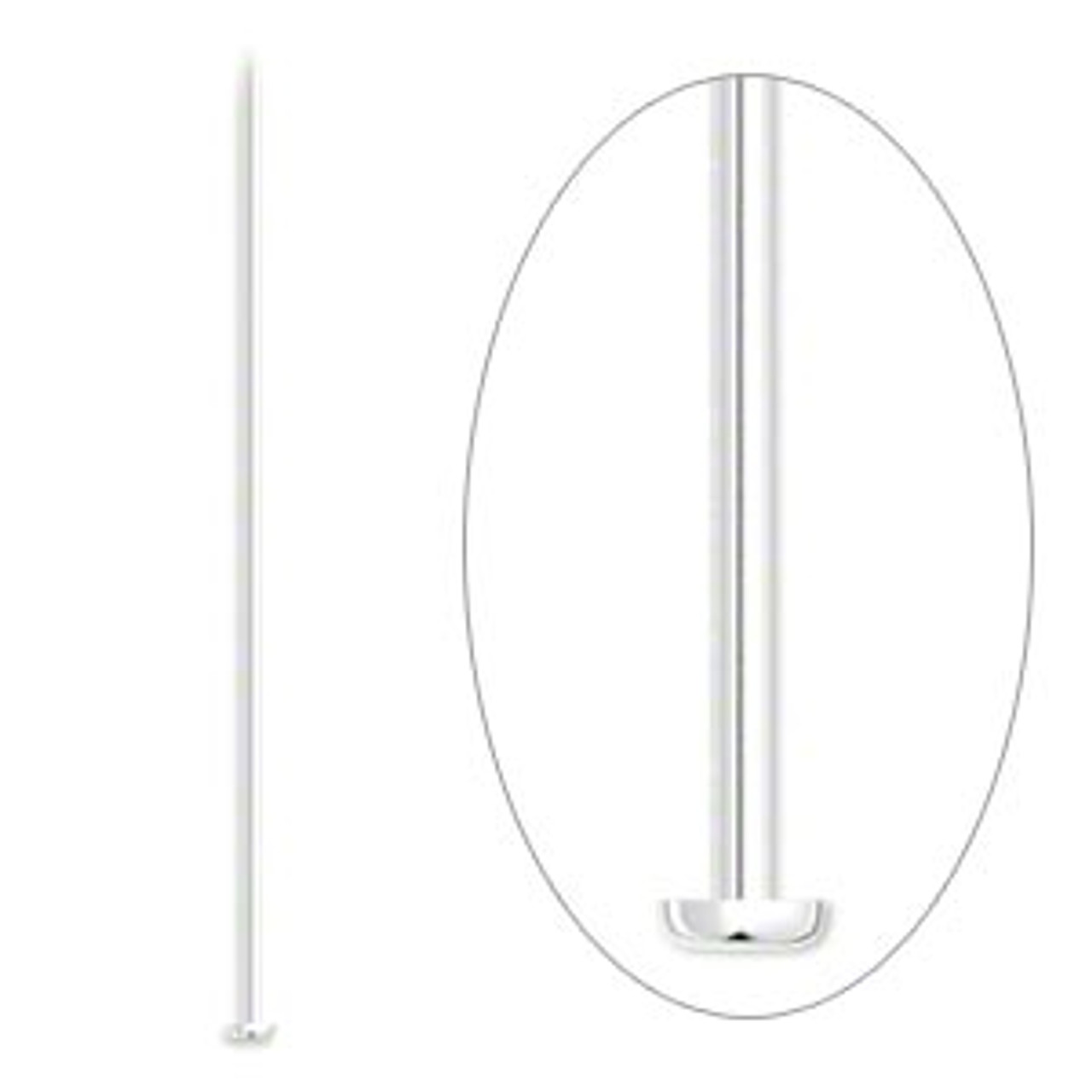 2.5" Silver Plated 21ga (Thick) Headpin 50pk