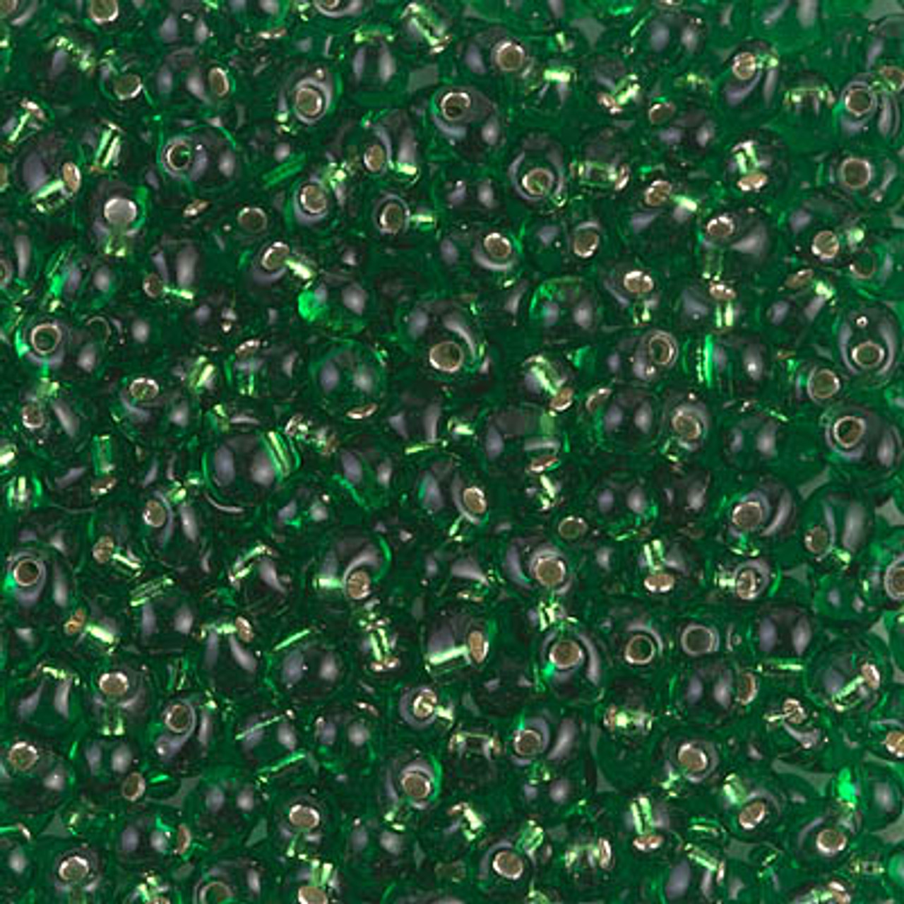 3.4mm Silver Lined Emerald Drop Beads (10 Grams) DP-16