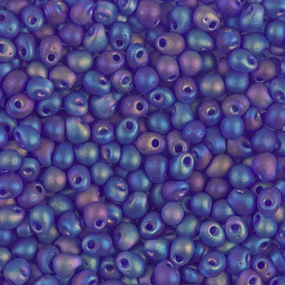 3.4mm Matte Transparent Cobalt AB Drop Beads (10 Grams) DP-151FR