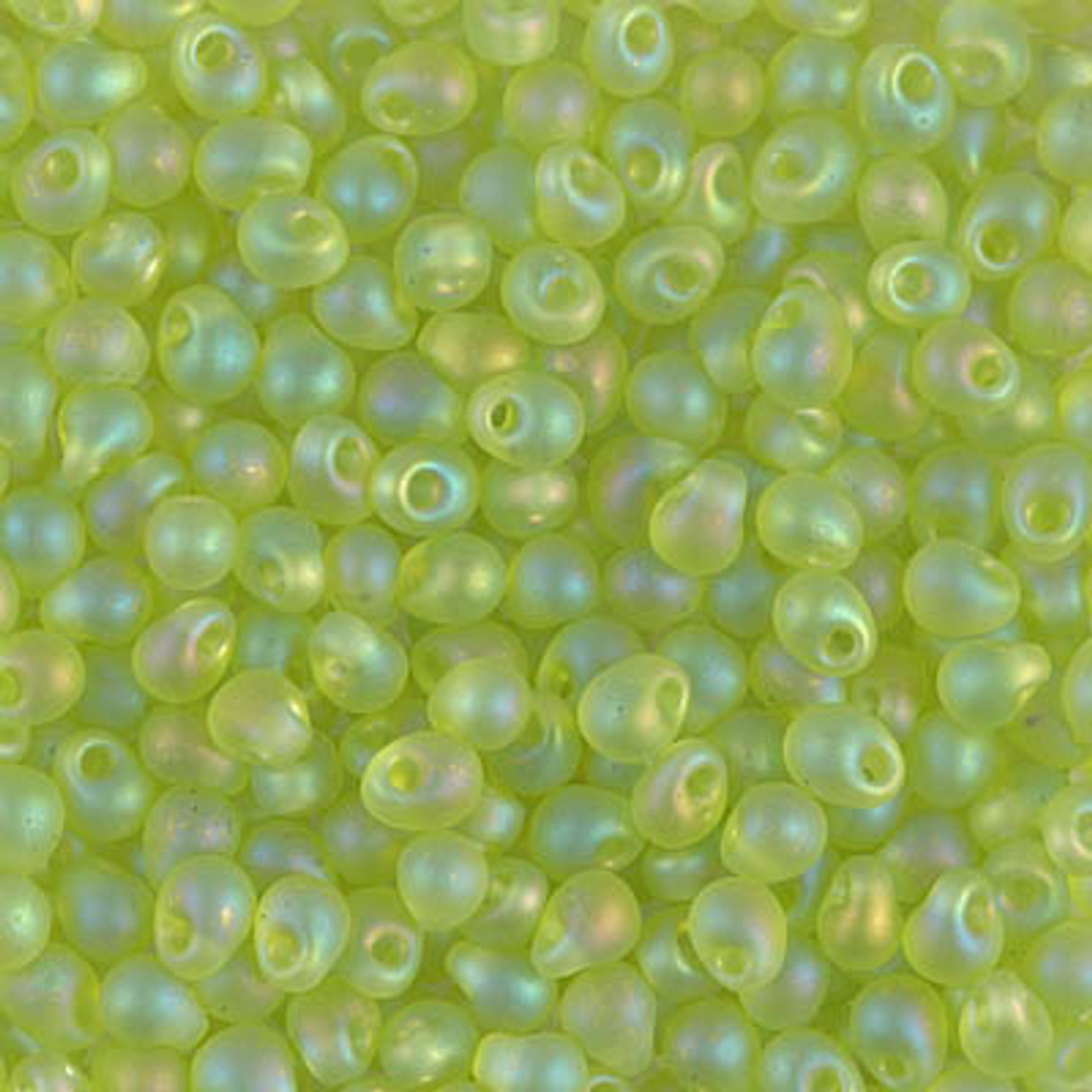 3.4mm Matte Transparent Chartreuse AB Drop Beads (10 Grams) DP-143FR