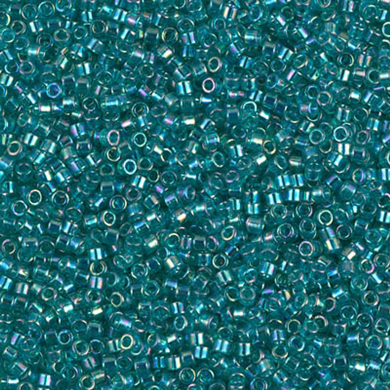 11/0 Transparent Caribbean Teal AB Delica Beads (7.2 Grams) DB1248