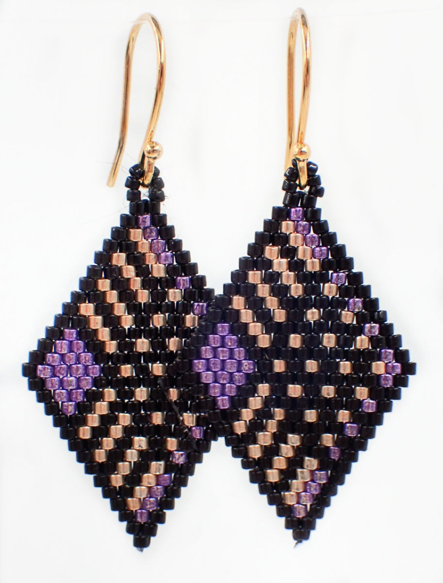 Purple & Gold Diagonal Argyle Earring Kit