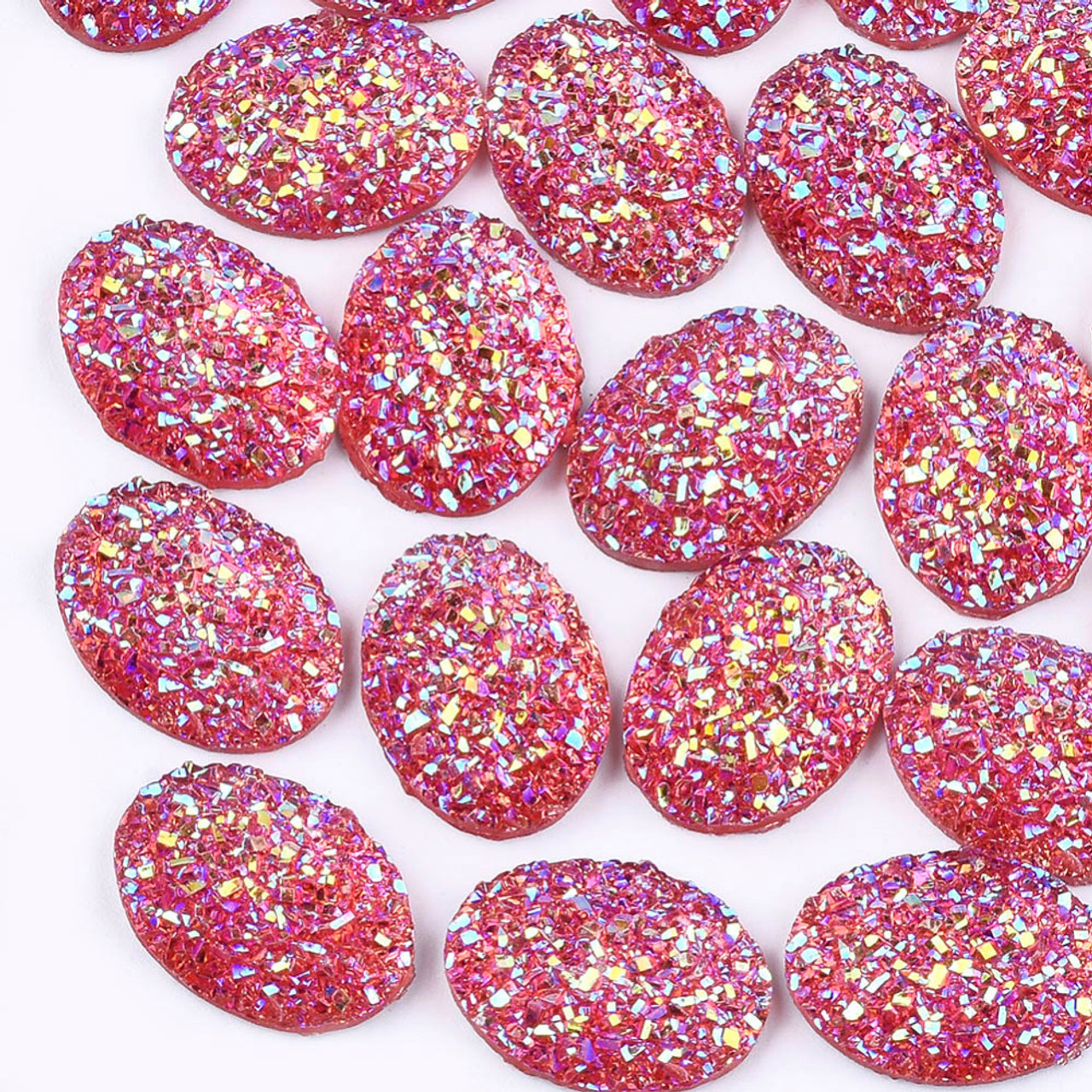 17.5x13x4.5mm Cerise Electroplate Druzy Cabochon (6pk)