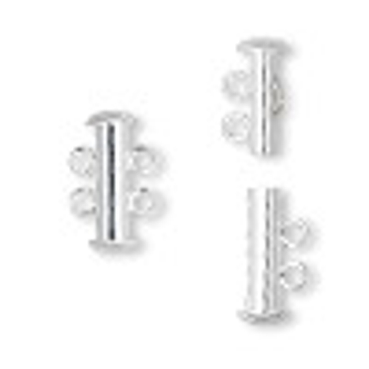 16mm 2 Strand Silver Plated Slide Clasp (1 Clasp)