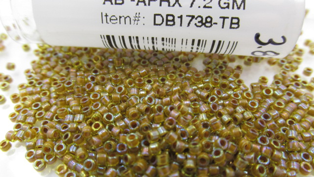 Cocoa Lined Chartreuse AB 11/0 Delica Beads db1738 (8 Grams)
